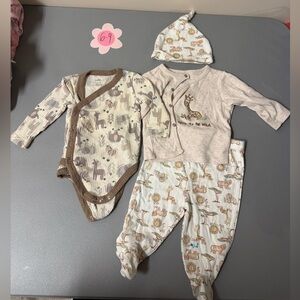 Kidgets Beige and Brown Animal Print Baby Set